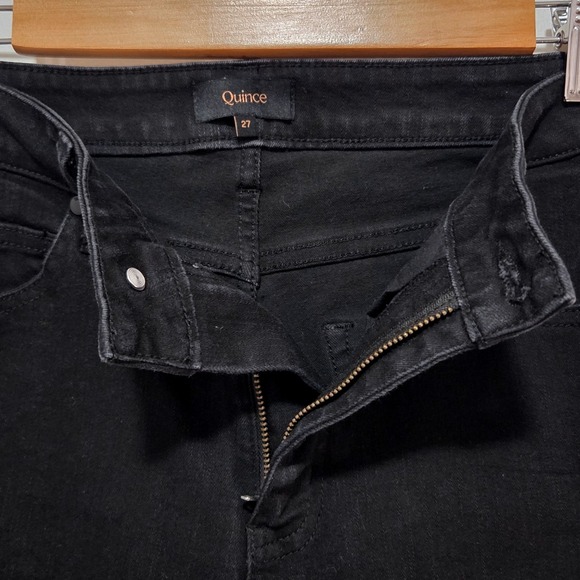 Quince Organic Cotton Mid Rise Slim Straight Jeans Black 27 KDW01 FA24 - Picture 3 of 8